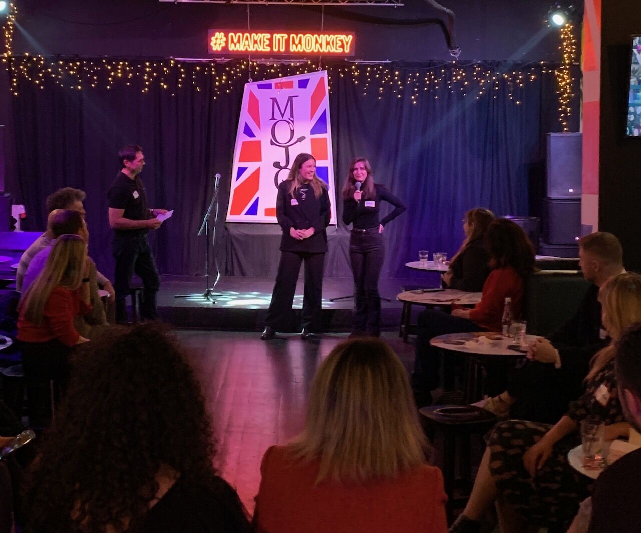 Speakers presenting personal stories on stage at the 3rd Space Bucharest launch